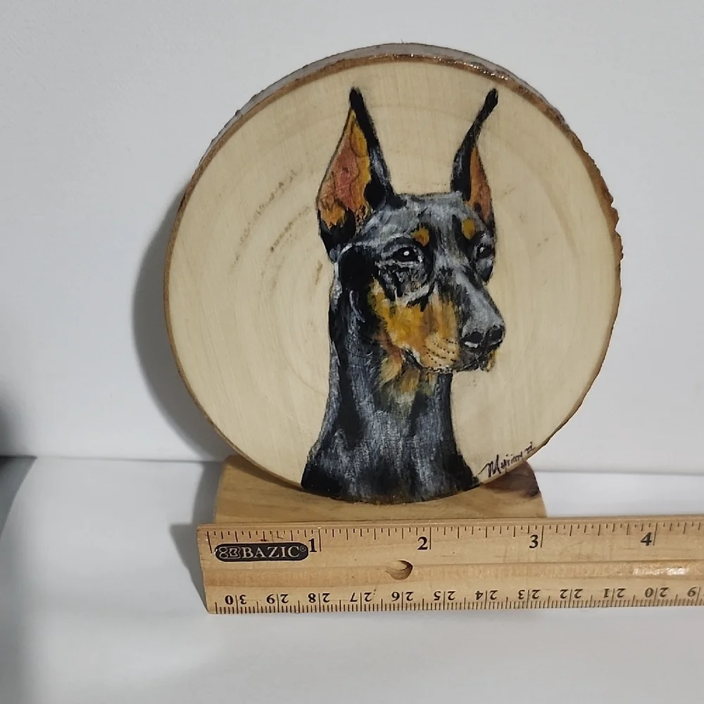 Hand-Painted Doberman Wood Art - Picture 3 of 7